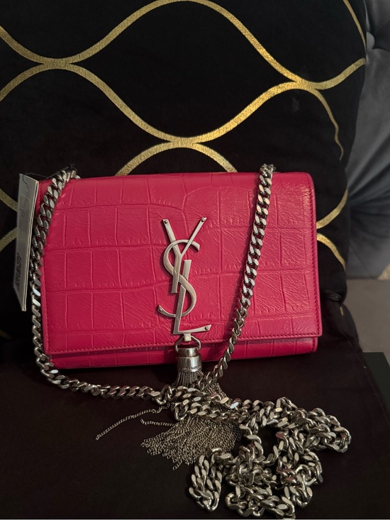 Saint Laurent Handbags - 🔥Saint Laurent Fuchsia Croc-Embossed Kate Tassle Bag Small full inclusion🔥